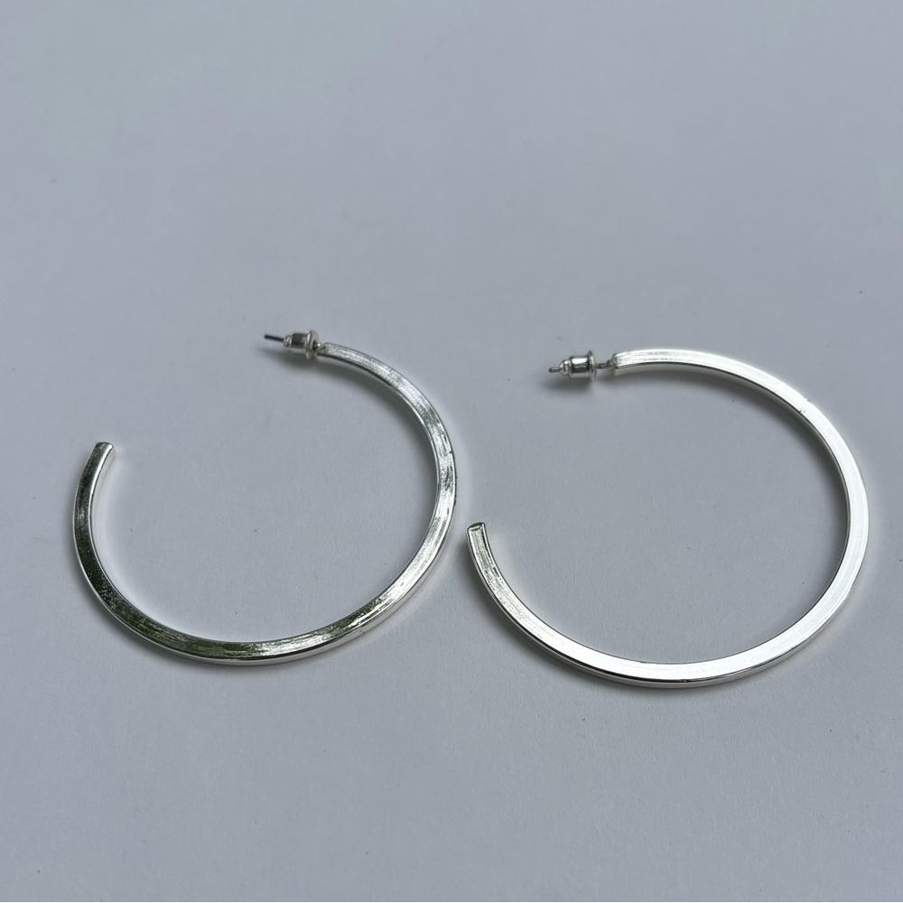 Silver Tone Front Hoop Earrings